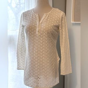 Ivory eyelet tunic with side slits